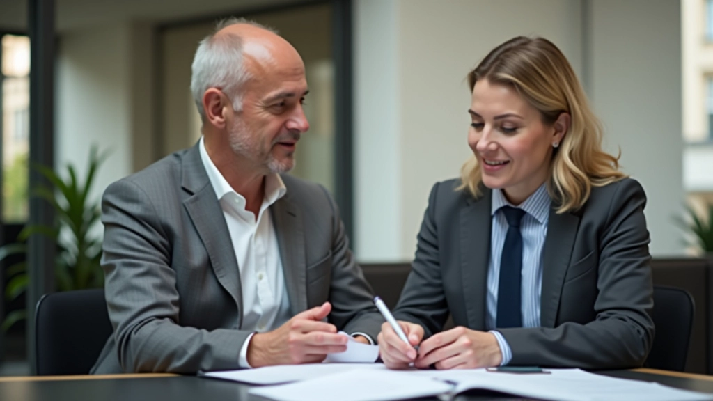 Moderní finanční poradce pracuje s klientem na finančním plánu v kanceláři