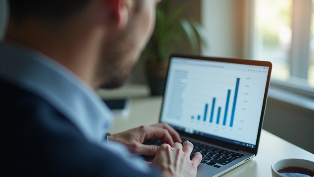 Muž pracující na laptopech s finančními daty, plánování penzijní strategie